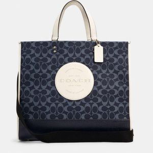 Coach Dempsey Tote 40 In Signature Jacquard With Patch, GUC